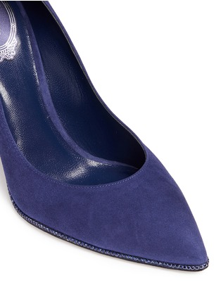 细节 - 点击放大 - RENÉ CAOVILLA - Decollete绒面皮仿水晶尖头高跟鞋