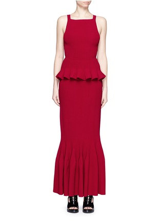 模特示范图 - 点击放大 - ALAÏA - 竖纹鱼尾弹力半身长裙