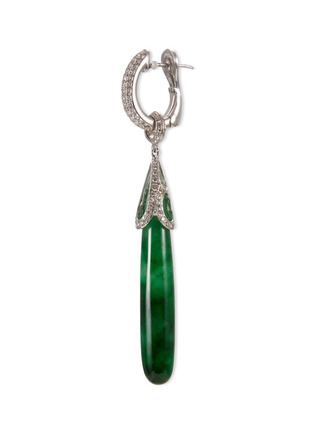 模特儿示范图 - 点击放大 - SAMUEL KUNG - Diamond jade 18k white gold drop earrings