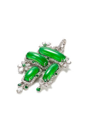 模特儿示范图 - 点击放大 - SAMUEL KUNG - Diamond jade 18k white gold pendant