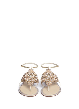 正面 - 点击放大 - RENÉ CAOVILLA - 人造珍珠及仿水晶点缀水蛇皮夹脚凉鞋