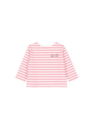 首图 - 点击放大 - CECILIA MA - 睫毛刺绣儿童款条纹T恤-粉色