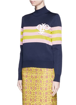 正面 -点击放大 - EMILIO PUCCI - 品牌标志拼贴条纹高领针织衫