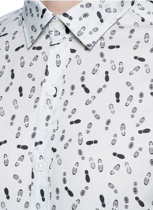细节 - 点击放大 - LANVIN - 足印图案纯棉修身衬衫