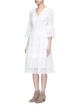 正面 - 点击放大 - TEMPERLEY LONDON - Desmonda蕾丝拼接纯棉连衣裙