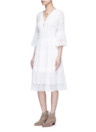 模特示范图 - 点击放大 - TEMPERLEY LONDON - Desmonda蕾丝拼接纯棉连衣裙