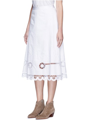 正面 - 点击放大 - TEMPERLEY LONDON - BELLANCA刺绣镂空纯棉半身裙