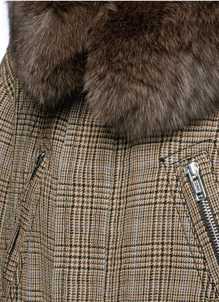 细节 - 点击放大 - 3.1 PHILLIP LIM - 狐毛镶边格纹羊毛大衣