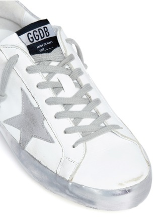 细节 - 点击放大 - GOLDEN GOOSE - Superstar五角星装饰做旧感真皮运动鞋
