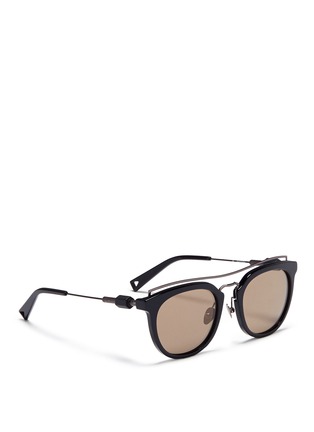 模特儿示范图 - 点击放大 - HAZE COLLECTION - Zeal' wire top bar acetate sunglasses
