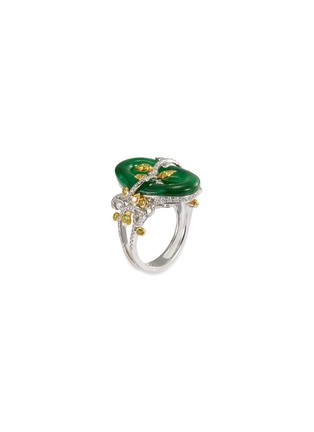 模特儿示范图 - 点击放大 - SAMUEL KUNG - Diamond jade 18k gold leaf ring