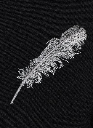 细节 - 点击放大 - ALEXANDER MCQUEEN - Feather embroidery wool-silk sweater