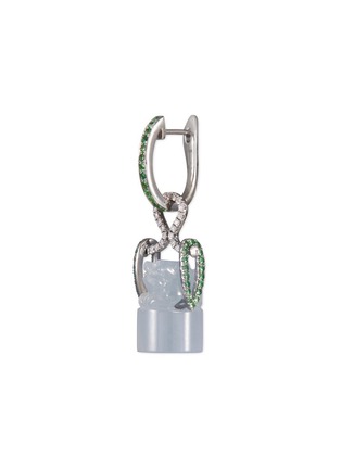 模特儿示范图 - 点击放大 - SAMUEL KUNG - Diamond jade 18k white gold drop earrings