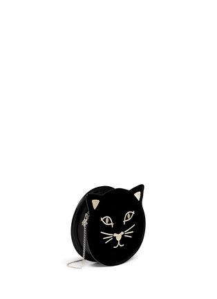 正面 -点击放大 - CHARLOTTE OLYMPIA - PUSSYCAT猫脸刺绣天鹅绒斜挎包