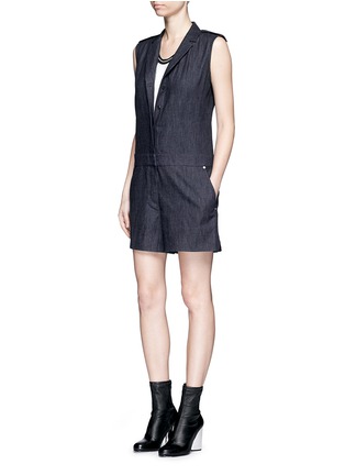 模特儿示范图 - 点击放大 - RAG & BONE - ROMY拼色真丝无袖上衣