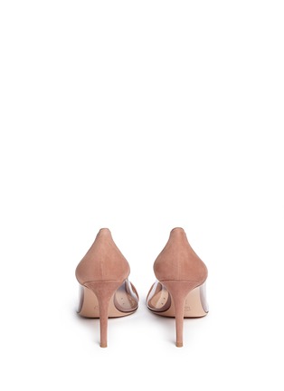 背面 - 点击放大 - GIANVITO ROSSI - Plexi 85 PVC拼接绒面皮高跟鞋