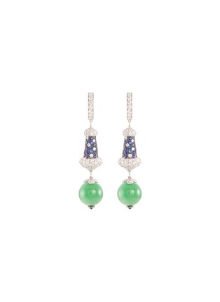 首图 - 点击放大 - SAMUEL KUNG - Diamond sapphire jade 18k white gold earrings