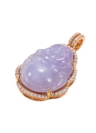 模特儿示范图 - 点击放大 - SAMUEL KUNG - Diamond jade 18k rose gold buddha pendant