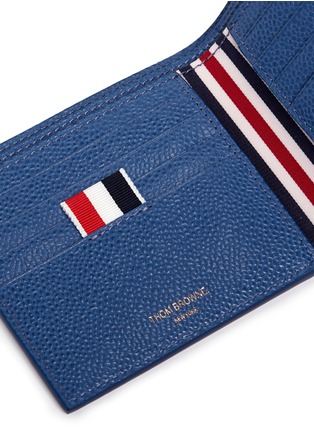 细节 - 点击放大 - THOM BROWNE - 条纹罗缎装饰粒面真皮钱包