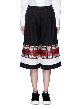 首图 - 点击放大 - CYNTHIA & XIAO - 编织格纹拼接七分阔腿裤