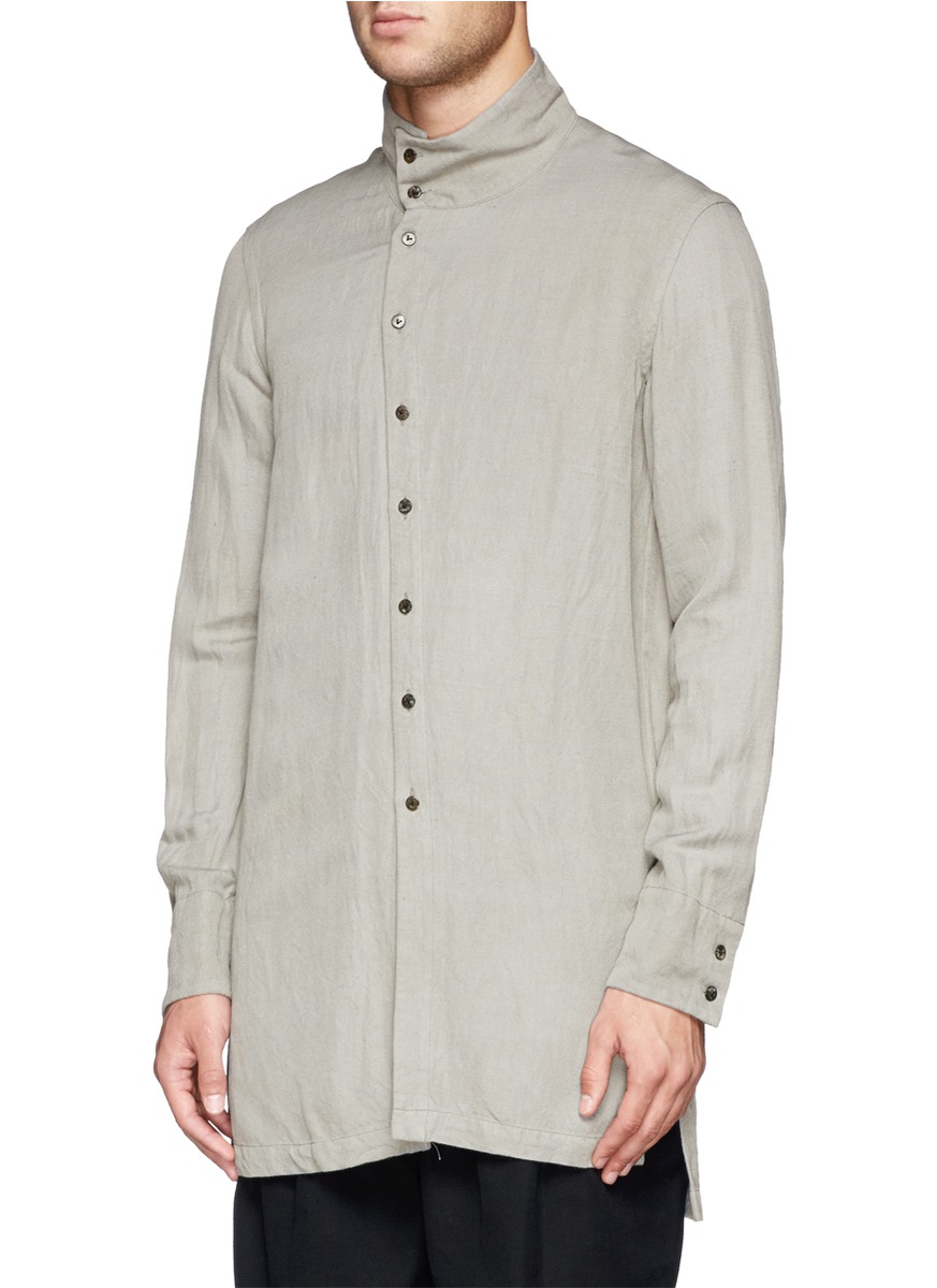 不对称衣襟长衬衫