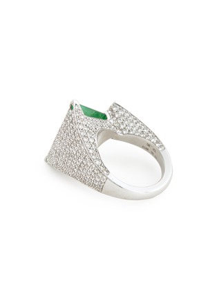 模特儿示范图 - 点击放大 - SAMUEL KUNG - Diamond jade 18k white gold ring