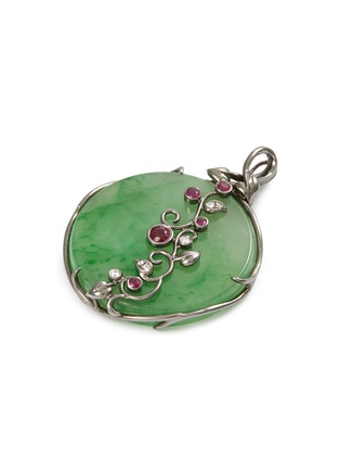 细节 - 点击放大 - SAMUEL KUNG - Diamond sapphire jade 18k white gold pendant