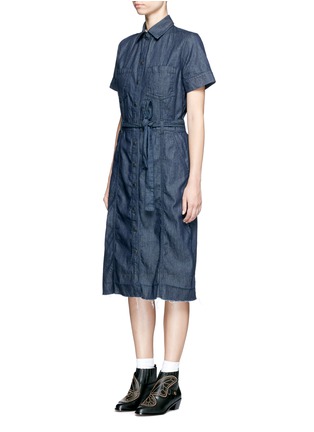 正面 - 点击放大 - CURRENT/ELLIOTT - 褶皱质感纯棉丹宁连衣裙