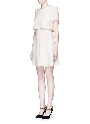 正面 - 点击放大 - ALEXANDER MCQUEEN - 双层设计单色绉绸连衣裙