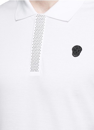 细节 - 点击放大 - ALEXANDER MCQUEEN - 骷髅及金属钉饰纯棉polo衫
