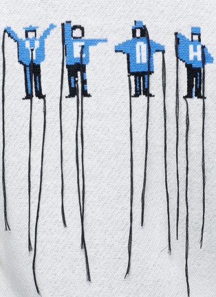 细节 - 点击放大 - GROUND ZERO - 人形刺绣羊毛针织外套