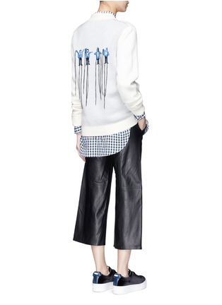 模特儿示范图 - 点击放大 - GROUND ZERO - 人形刺绣羊毛针织外套