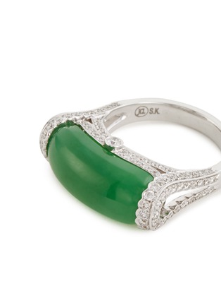 细节 - 点击放大 - SAMUEL KUNG - Diamond jade 18k white gold ring