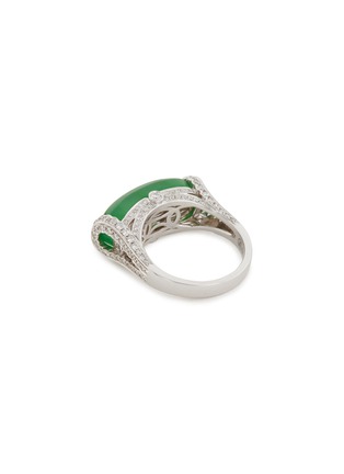 模特儿示范图 - 点击放大 - SAMUEL KUNG - Diamond jade 18k white gold ring