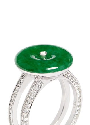 细节 - 点击放大 - SAMUEL KUNG - Jade diamond 18k white gold double brand ring