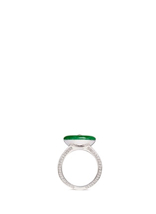 正面 -点击放大 - SAMUEL KUNG - Jade diamond 18k white gold double brand ring