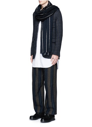 模特儿示范图 - 点击放大 - UMA WANG - CARGO竖纹亚麻混羊毛长裤