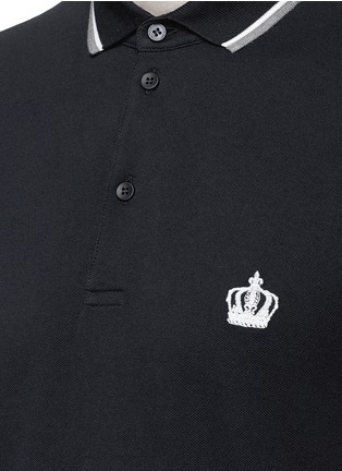 细节 - 点击放大 - DOLCE & GABBANA - Crown embroidered polo shirt