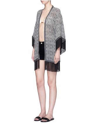 模特示范图 - 点击放大 - TALITHA - 民族印花流苏真丝外套