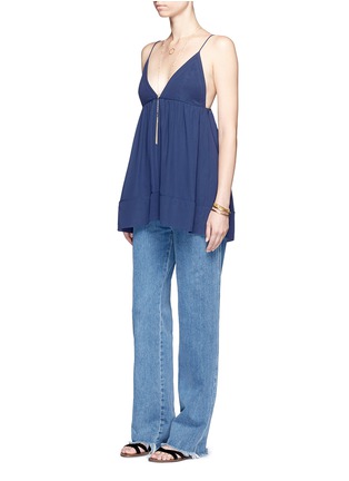 模特儿示范图 - 点击放大 - CHLOÉ - 凹凸条纹真丝吊带背心