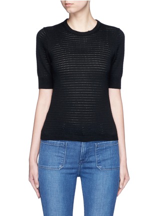 细节 - 点击放大 - ALICE + OLIVIA - 花卉刺绣衣领棉混羊绒针织衫