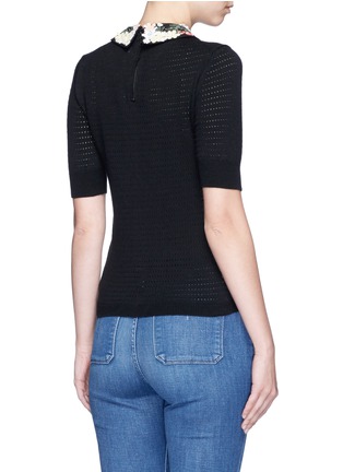 背面 - 点击放大 - ALICE + OLIVIA - 花卉刺绣衣领棉混羊绒针织衫