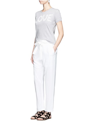 模特示范图 - 点击放大 - DOLCE & GABBANA - LOVE字母刺绣装饰棉混丝T恤