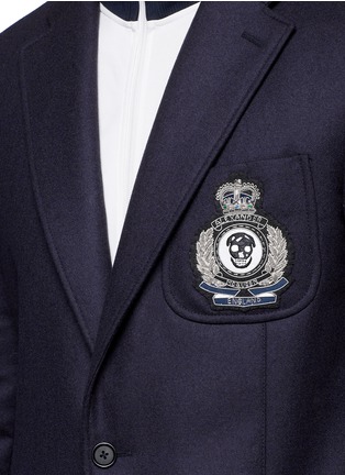 细节 - 点击放大 - ALEXANDER MCQUEEN - 骷髅头刺绣徽章羊毛西服外套