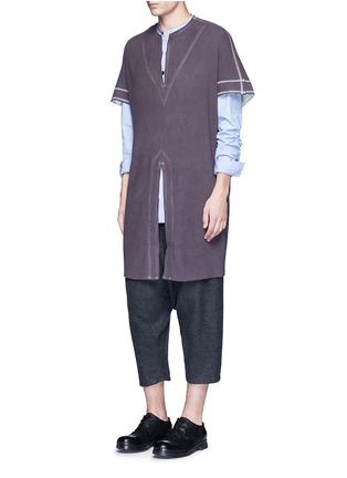 模特儿示范图 - 点击放大 - SULVAM - 不修边斗篷式纯长上衣