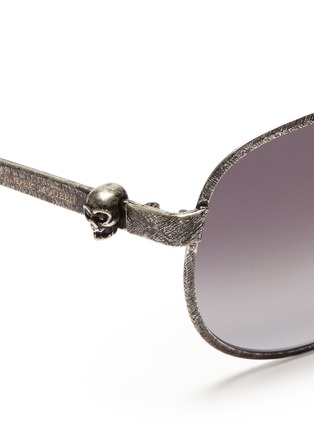 细节 - 点击放大 - ALEXANDER MCQUEEN - Skull antique metal aviator sunglasses