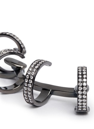细节 - 点击放大 - REPOSSI - 'Berbère' diamond black gold 4-hoop ear cuff