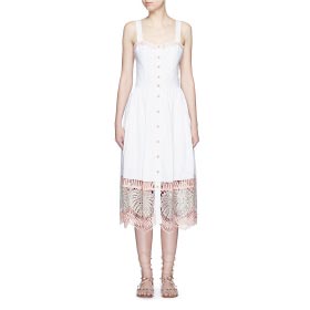 TEMPERLEY LONDON CLARA叶片刺绣镂空纯棉连衣裙